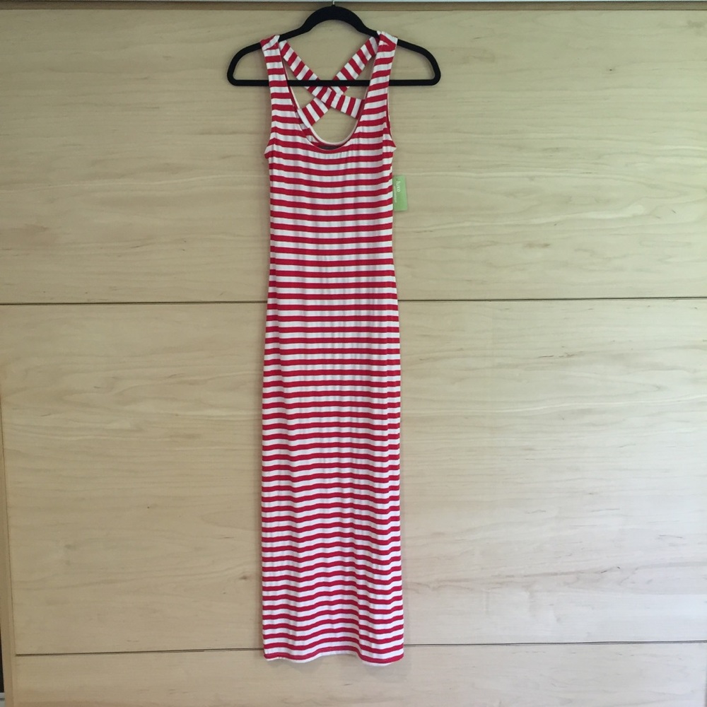 Red & White striped maxi dress